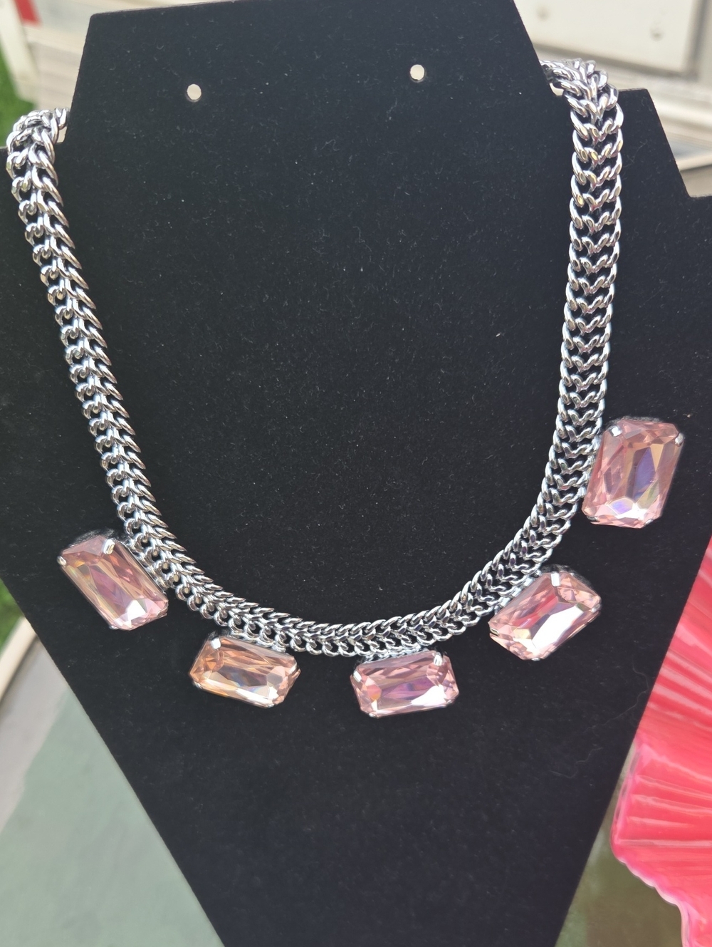 Simply Vera Vera Wang Silver-Tone Necklace with Pink Crystal Drops